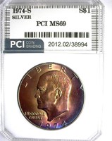 1974-S Silver Ike PCI MS-69 BEAUTIFUL COLOR