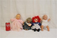 Raggedy Ann & Eugene Dolls w/ 2 Baby Dolls