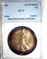 1994 Silver Eagle NNC MS-70 Beautiful Rim Color