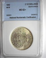 1942 2 1/2 Shillings NNC MS-62+ South Africa