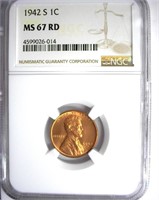 1942-S Cent NGC MS-67 RD Lists For $175