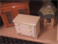 Three-drawer doll dresser 7 1/2" high; doll