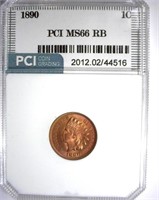 1890 Indian Cent PCI MS-66 RB LISTS FOR $2250