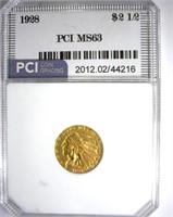 1928 Gold $2.50 PCI MS-63 LISTS FOR $800