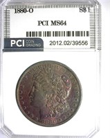 1880-O Morgan PCI MS-64 IRIDESCENT TONING
