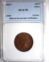 1900-H Cent NNC MS-65 RB Canada