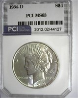 1934-D Peace PCI MS-63 Lists For $425