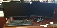 Dual Samsung 24" curved monitors, and accessories