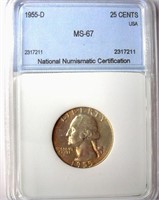 1955-D Quarter NNC MS-67 LISTS FOR $14000