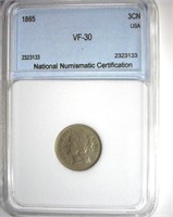 1865 3c Nickel NNC VF-30