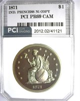 1871 1 PCI PR-69 CAM Indian Princess Nickel Copy