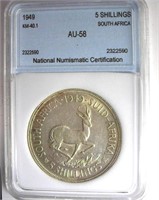 1949 5 Shillings NNC AU-58 South Africa