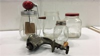 Vintage Canisters & Manual Butter Churn Top M14E