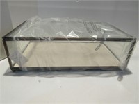 NEW LARGE ANTIQUE-BRASS GLASS JEWLRY BOX