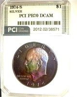 1974-S Silver Ike PCI PR-70 DCAM LISTS FOR $575