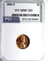 1935-S Cent PCI MS-67 RD LISTS FOR $8500