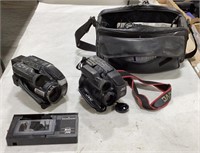 2 camcorders w/ bag & cords