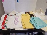 Group of mostly vintage linens some stained