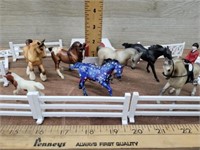 Flat with Fence and horses (some are Breyer)