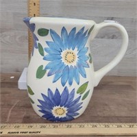 Blue and white floral pitcher