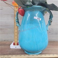 Blue double handle vase