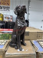 Damaged sitting Labrador statue