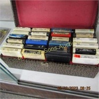 GROUP OF 24- 8 TRACK TAPES AND CARRYING CASE.