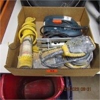 BOX OF ASSORTED POWER TOOLS