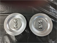 7" Pewter Plates Boy and Girl