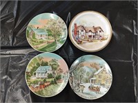 3 Currier and Ives Saucers and 1 Royal Kent