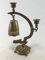 Brass Double Candleholder with Bell & Striker
