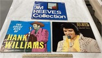 3-albums-Elvis, Hank Williams, Jim Reeves