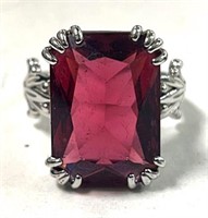 Designer Sterling Red Stone Ring