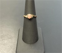 10 KT Coral and Diamond Ring