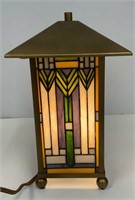 Leaded Glass Lantern Lamp, by Quoizel