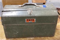 Metal Park toolbox w/contents 
17 in x 9 in x 10