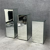 Set of Three Mirrored Pedestals A