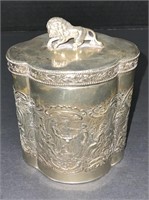 Silver Plate Tea Caddy with Lion Handle
