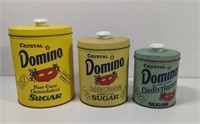 Vintage crystal Domino' Sugar Canister Tin Set