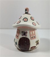 Mushroom Fairy House Cookie Jar Ceramic