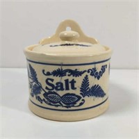Rare Antique Stoneware Salt Crock With Original
