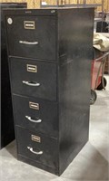 Metal 4-drawer filing cabinet 
18 in x 25 in x 52