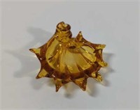 Vintage Amber Glass Seashell Trinket Dish Art