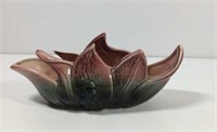 Vintage Hull Pottery Maroon and Green Flower