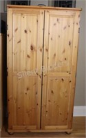 Natural Finish Pine Two Door Armoire / Closet