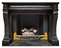 French Charles X Black Marble Fireplace Mantle