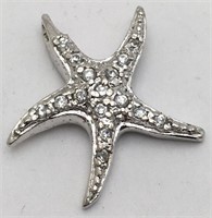 Sterling Silver Clear Stone Starfish Pendant