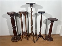 Five Wooden Plant Stands