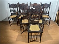 Five Oak Spindle Back Chairs