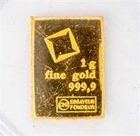 Coin 1 Gram .999 Fine Gold Bar